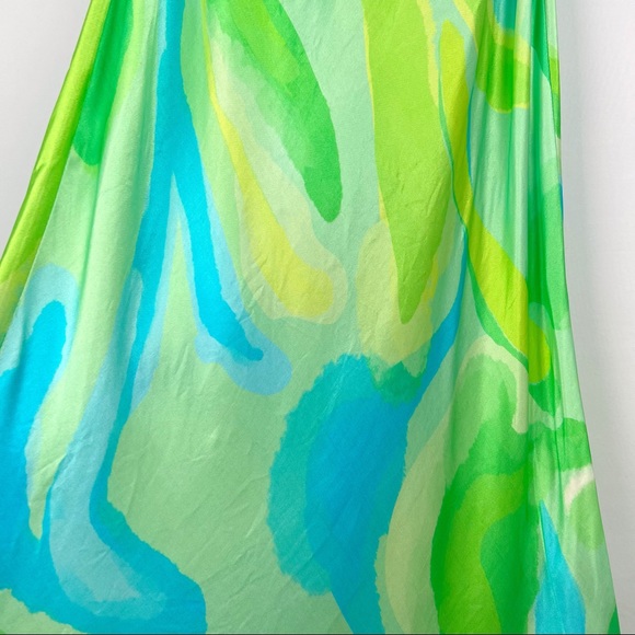 NWT Asos Twist Front Watercolour Midi Satin Style Dress S - Picture 7 of 10